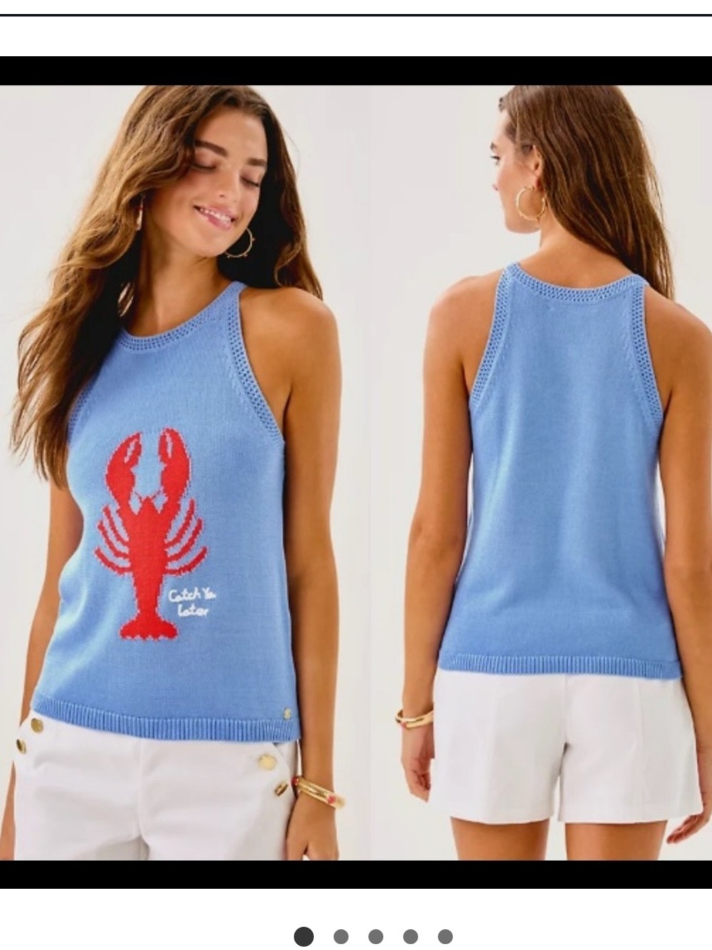 NWT Lilly Pulitzer Emra
Sweater Tank lobster Catch Ya Later Sz large